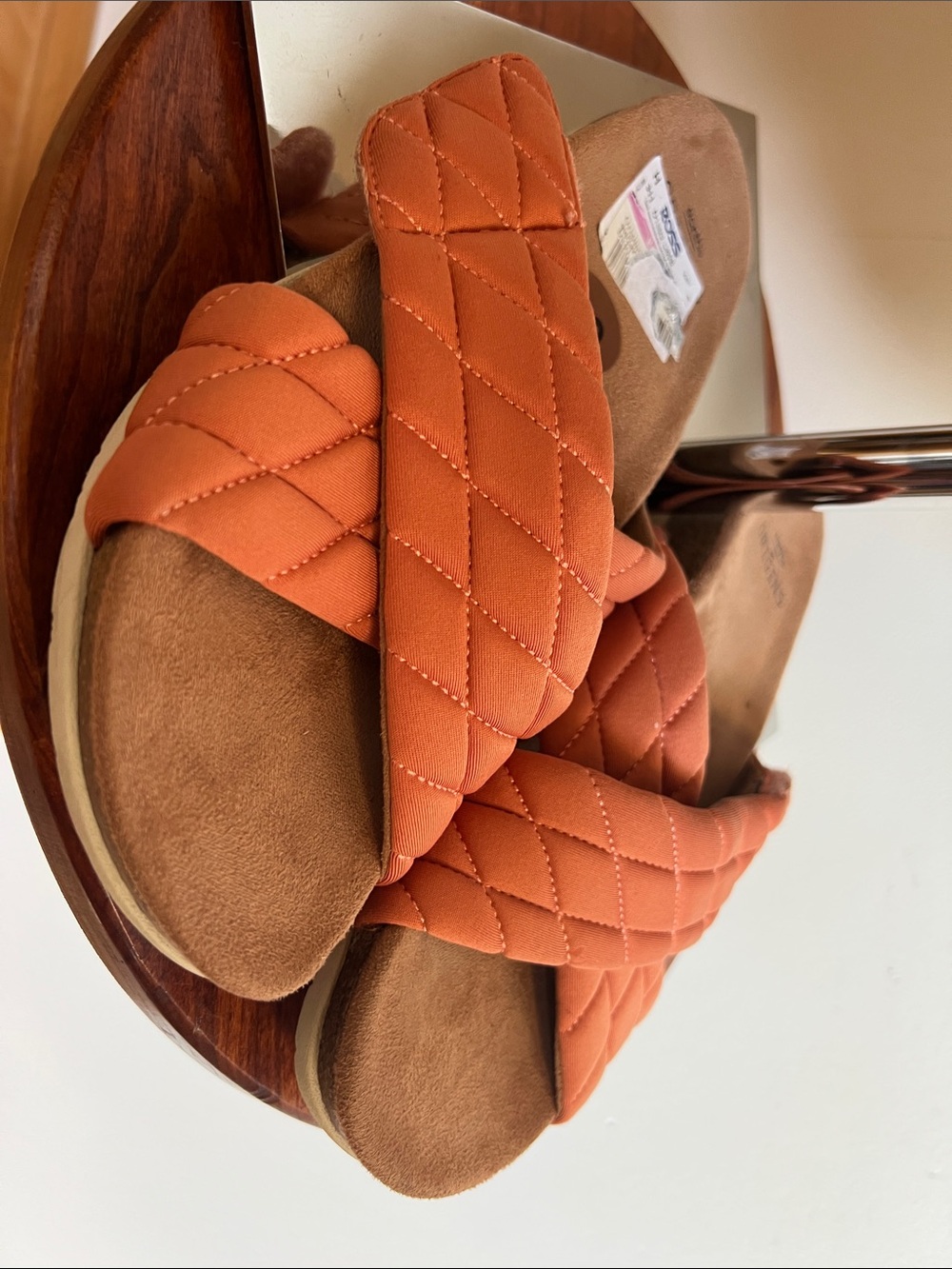 Earth Origins Oceana Quilted Slide Sandals in Rust